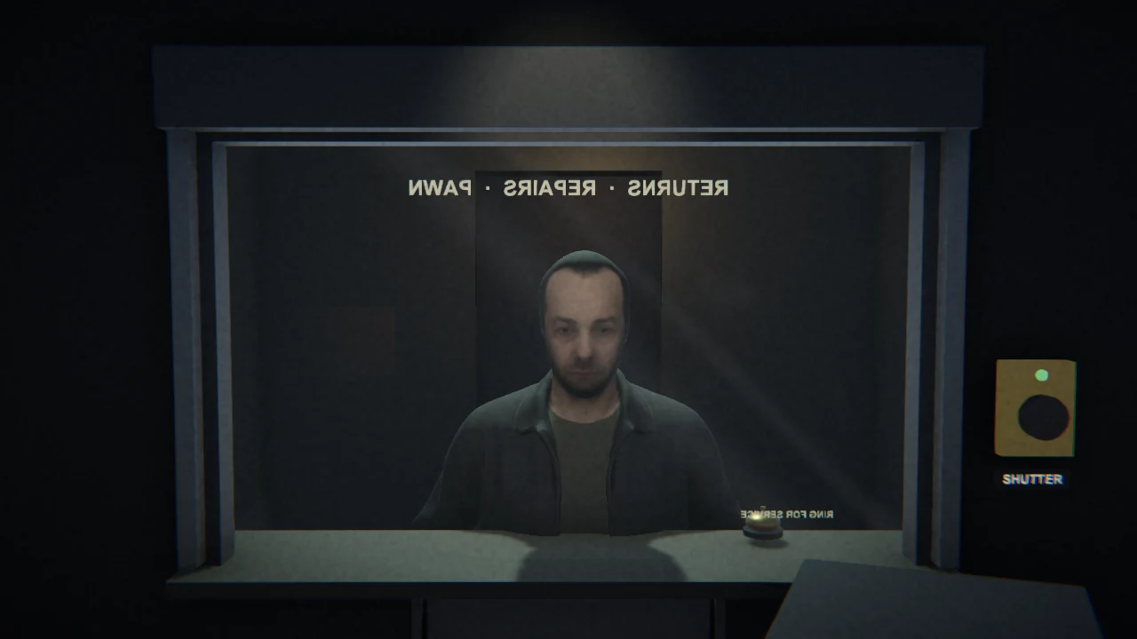A customer waits behind the service window in the Dead Current horror prototype